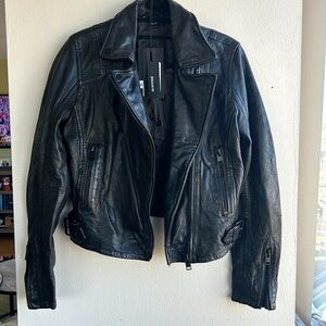 Mauritius black leather jacket
